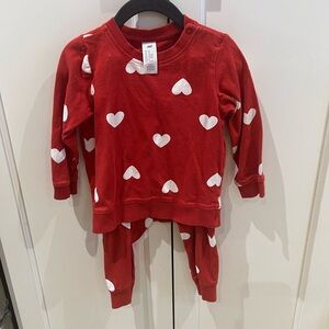 H&M Red Top with White Heart Print